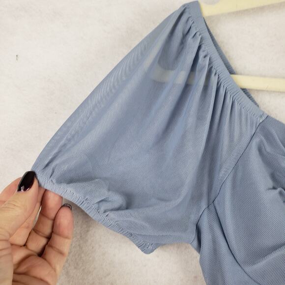 Stitch & Pine Size XS Short Sleeve Corset Style Tee Light Blue Renaissance Fairy - Picture 8 of 9